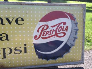 Large Pepsi Sign Antique / Vintage Raised Sign (4 Feet wide by 29 Inches Tall) 4