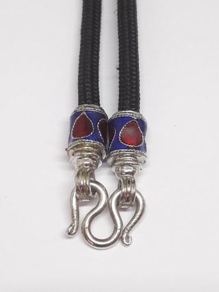 Old Black Necklace Rope Hook Blue Red Enamel For Hang Thai Buddha Amulet Pendant