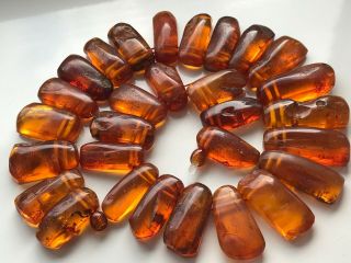 Natural Antique Baltic Vintage Amber Old Butterscotch Beads Necklace 98 Gr