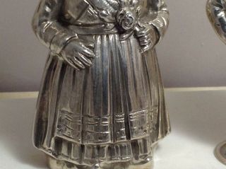 Solid Silver Salt & Pepper Form Of Dutch German Girl & Boy Figure 4