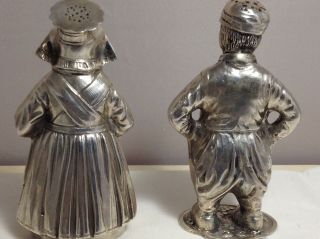 Solid Silver Salt & Pepper Form Of Dutch German Girl & Boy Figure 5