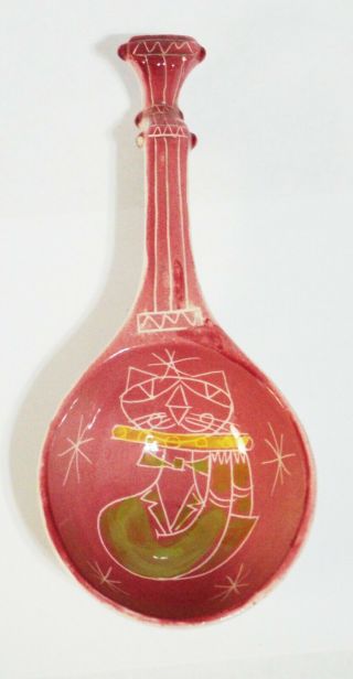 " Mandolin With Cat Playing Flute " Ceramic By Pablo Picasso Rare 1946 Madoura