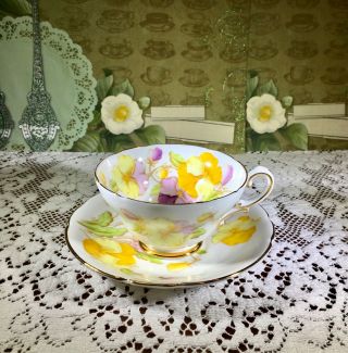 Vintage Stanley Teacup And Saucer Set “pansies “ English