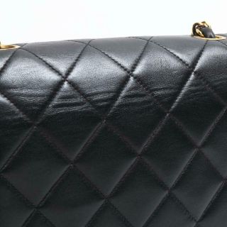 CHANEL Diana Matelasse Chain Shoulder Bag lamb leather Black Vintage 10