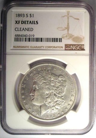 1893 - S Morgan Silver Dollar $1 - NGC XF Details (EF) - Rare Coin - Looks AU 2