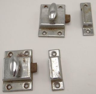 Pair (2) Matching Nickel Plated Hoosier Cabinet Latches Spring