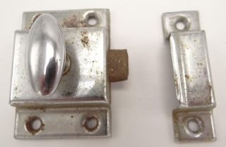 Pair (2) Matching Nickel Plated Hoosier Cabinet Latches Spring 2