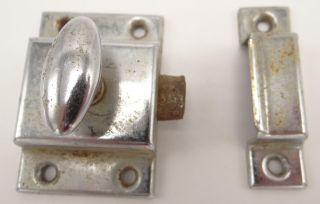 Pair (2) Matching Nickel Plated Hoosier Cabinet Latches Spring 4