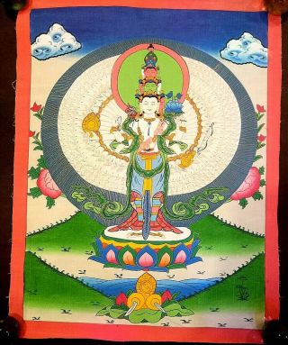 Masterpiece Handpainted Tibetan 1000 Hand Buddha Thangka Painting Chinese