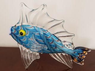 Large Rare Mark Eckstrand Art Glass Fish Sculpture Figurine Hand Blown Aquarium
