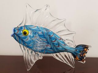 Large Rare Mark Eckstrand Art Glass Fish Sculpture Figurine Hand Blown Aquarium 3