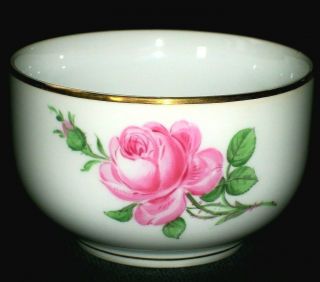 Antique German Meissen Crossed Swords Pink Rose Open Sugar Bowl Porcelain