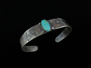 Navajo Bracelet - Coin Silver And Whirling Logs
