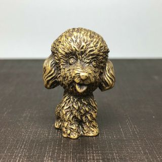 Collectible Rare Chinese Old Brass Handwork Antique Poodle Dog Ornament Statue