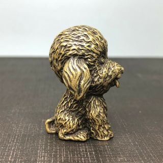 Collectible Rare Chinese Old Brass Handwork Antique Poodle Dog Ornament Statue 2
