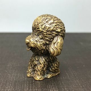 Collectible Rare Chinese Old Brass Handwork Antique Poodle Dog Ornament Statue 4