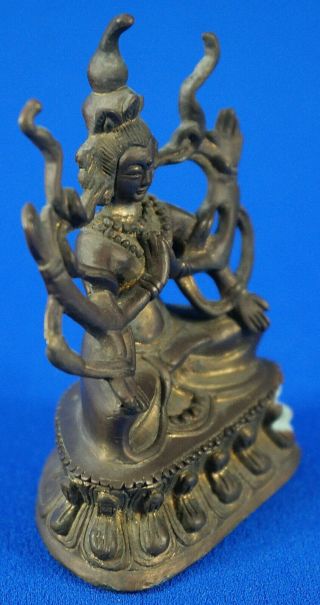 Antique/Vintage Small Brass/Bronze Seated Shiva Statue 5