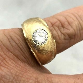 WOW 1960s VINTAGE 14K YELLOW GOLD 1.  30CT DIAMOND MENS DIAMOND SOLITAIRE RING 4