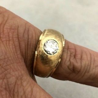 WOW 1960s VINTAGE 14K YELLOW GOLD 1.  30CT DIAMOND MENS DIAMOND SOLITAIRE RING 5