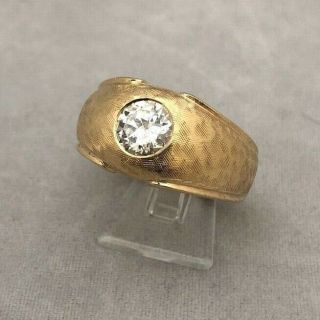 WOW 1960s VINTAGE 14K YELLOW GOLD 1.  30CT DIAMOND MENS DIAMOND SOLITAIRE RING 9