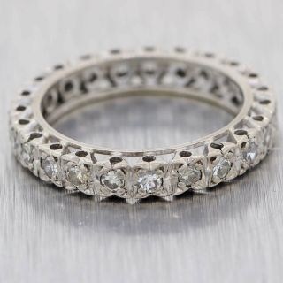1930s Antique Art Deco 14k Gold.  92ctw Diamond 3mm Eternity Wedding Band Ring