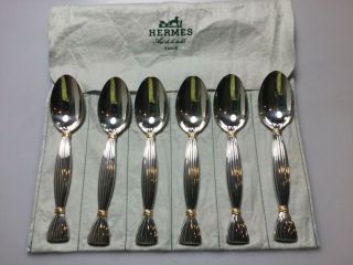Hermes Gold Accent Moissan Spoon Set Of 6