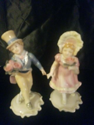 Pair Volkstedt 5 " Porcelain Courting Couple Figurine German