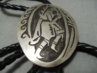 Incredible Vintage Hopi Native American Sterling Silver Bolo Tie