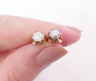 15ct Gold Old Mine Rose Cut Diamond Earrings,  Victorian