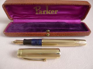 Rare Parker Senior Duofold 14K Solid Gold Fountain Pen 8