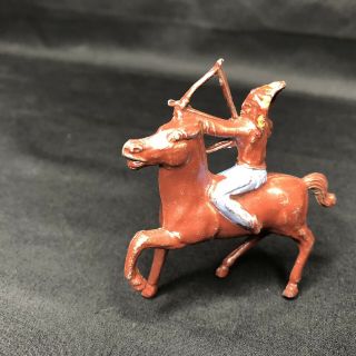 Rare Lincoln Logs Lead Die - Cast Indian Native American On Horse Back Bow & Arrow