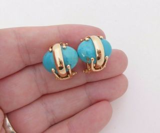 14ct Gold Turquoise Coloured Stones Designer Earrings 14k 585