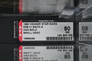 Star Wars Vintage Han Solo Small Head ESB 31 Back - A AFA 80 (80/85/85) MOC 6
