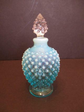 Fenton Opalescent Blue Hobnail Perfume Bottle