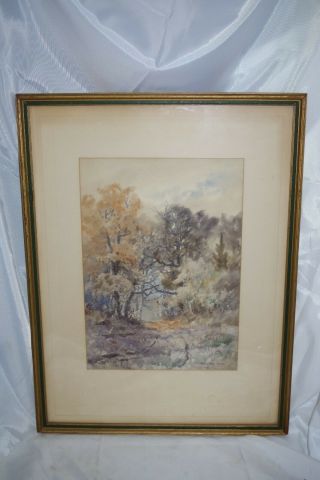 Antique Watercolor Landscape Painting Wedworth Wadsworth Durham Ct Framed 1933