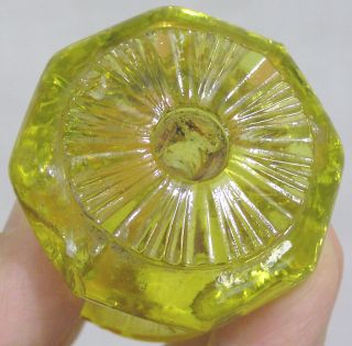 Vintage Canary Yellow Blown Sandwich Glass Drawer Pull Knob 2