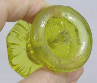 Vintage Canary Yellow Blown Sandwich Glass Drawer Pull Knob 3