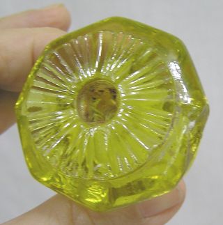Vintage Canary Yellow Blown Sandwich Glass Drawer Pull Knob 4