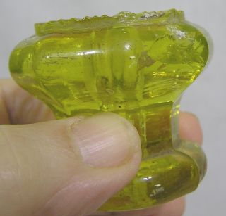 Vintage Canary Yellow Blown Sandwich Glass Drawer Pull Knob 5