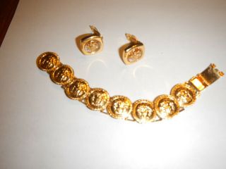 Vintage COUTURE GIANNI VERSACE Iconic 8 Medusa Bracelet and earrings 3