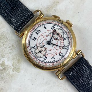 Vintage Universal Geneve Chronograph Wristwatch Enamel Breguet Dial 18kt YG RARE 3