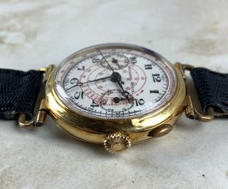 Vintage Universal Geneve Chronograph Wristwatch Enamel Breguet Dial 18kt YG RARE 7