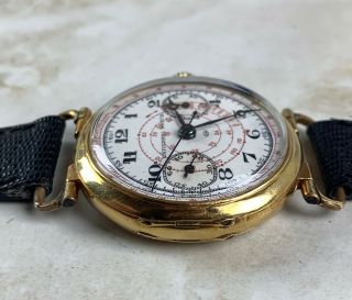 Vintage Universal Geneve Chronograph Wristwatch Enamel Breguet Dial 18kt YG RARE 8