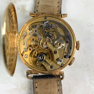 Vintage Universal Geneve Chronograph Wristwatch Enamel Breguet Dial 18kt YG RARE 9