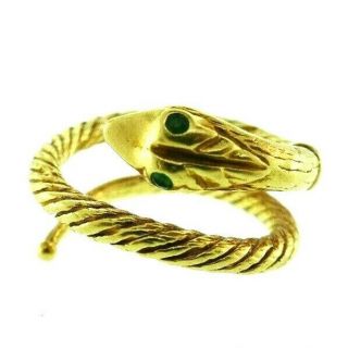 Cartier 18k Yellow Gold & Emerald Snake Ring Vintage & Rare
