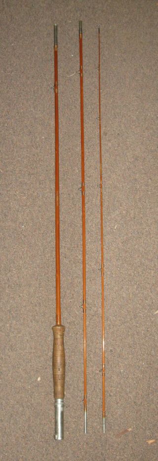 Vintage Goodwin Granger 3 piece Bamboo Fishing Pole Rod w/ Bag & Metal Tube 2