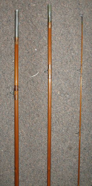 Vintage Goodwin Granger 3 piece Bamboo Fishing Pole Rod w/ Bag & Metal Tube 3