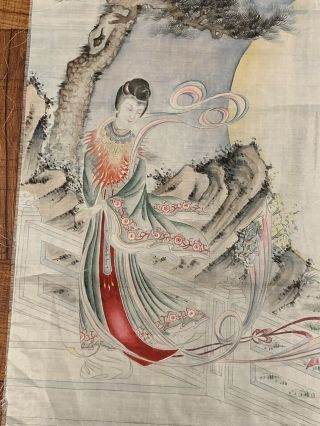 Unique Possibly Rare Antique Chinese Silk Immortal Panel Signed 2