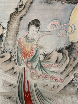 Unique Possibly Rare Antique Chinese Silk Immortal Panel Signed 5