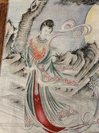 Unique Possibly Rare Antique Chinese Silk Immortal Panel Signed 8